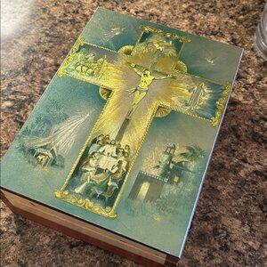 “Living Cross” Foil Print Cedar Wood Jewelry Trinket Box